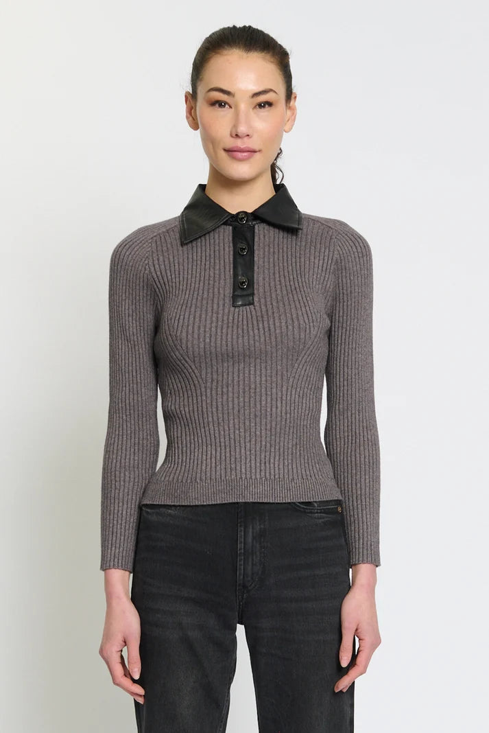 Central Park West Kara Vegan Collar Turnlock Polo Charcoal Jilli Boutique