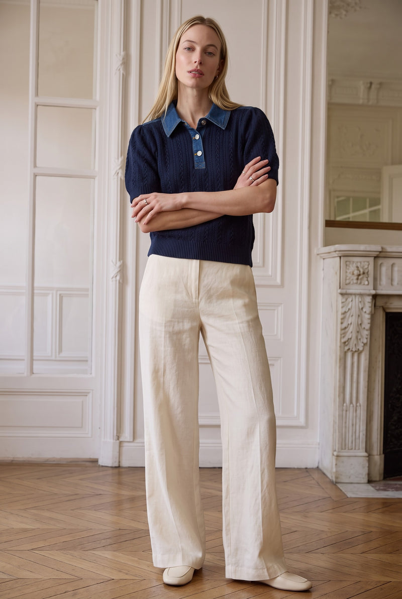 Nash Puff Sleeve Top with Denim