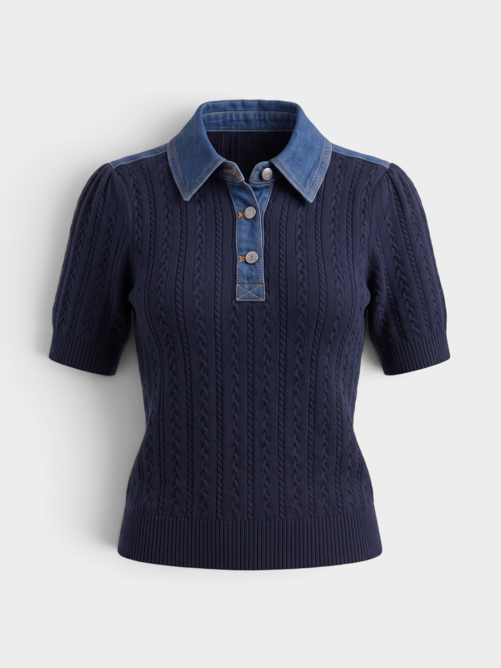 Nash Puff Sleeve Top with Denim