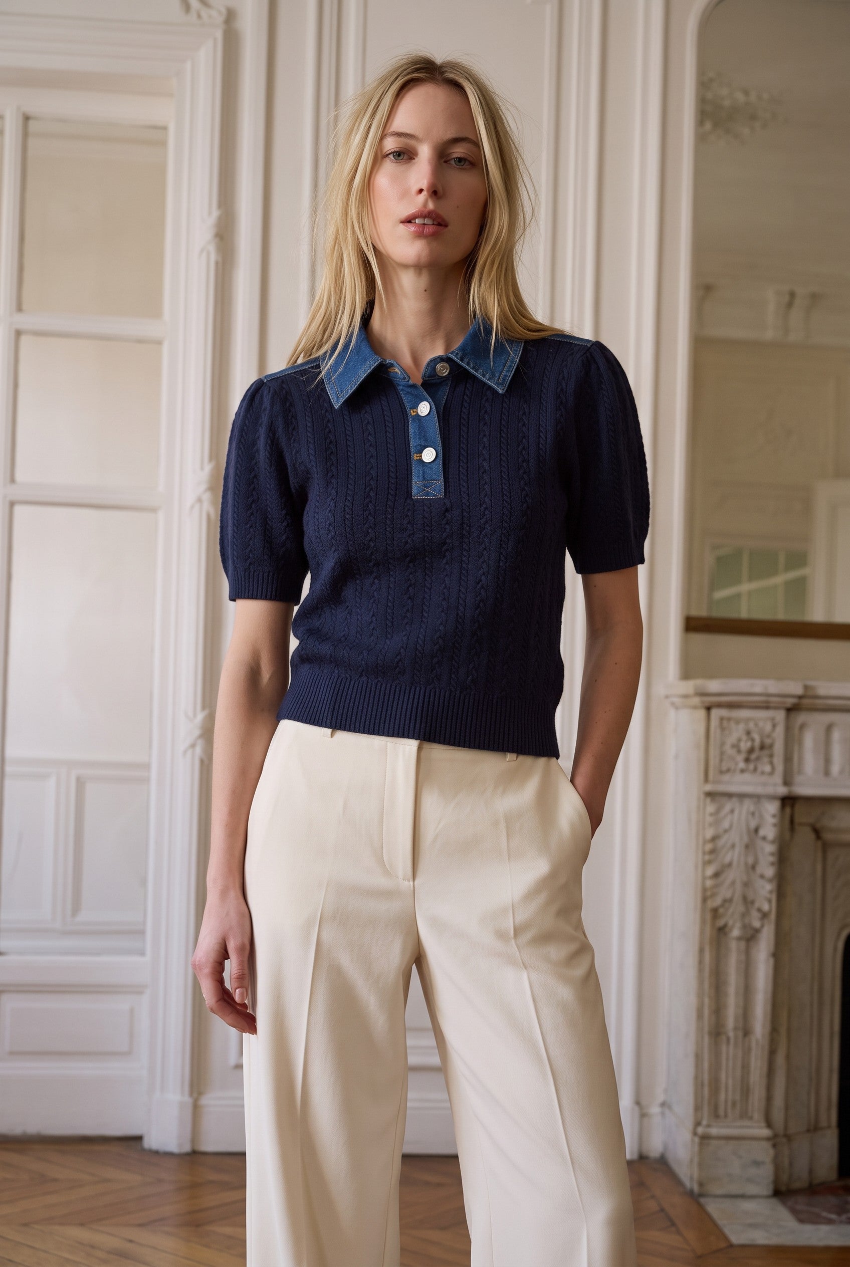 Nash Puff Sleeve Top with Denim