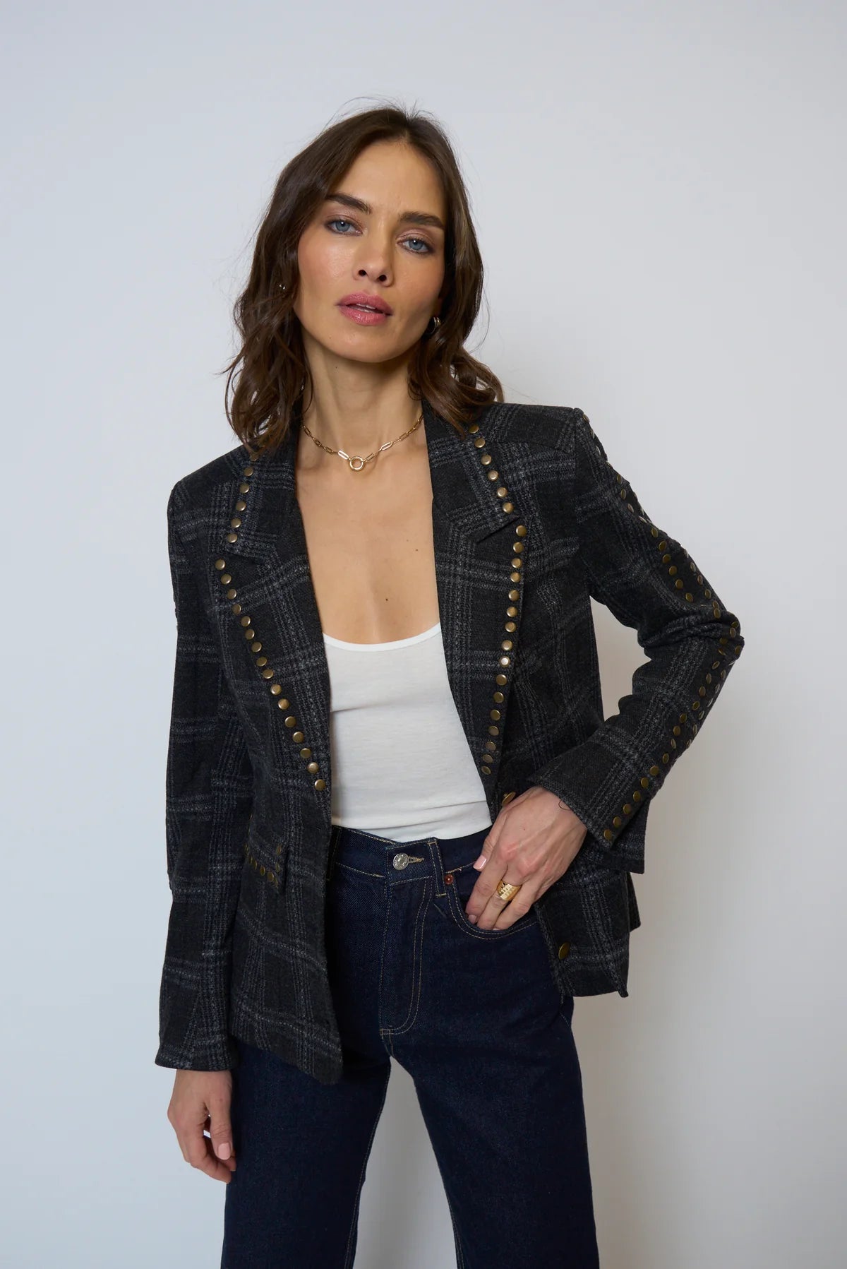 Jay Plaid Studded Jacket
Central Park West Jilli Boutique