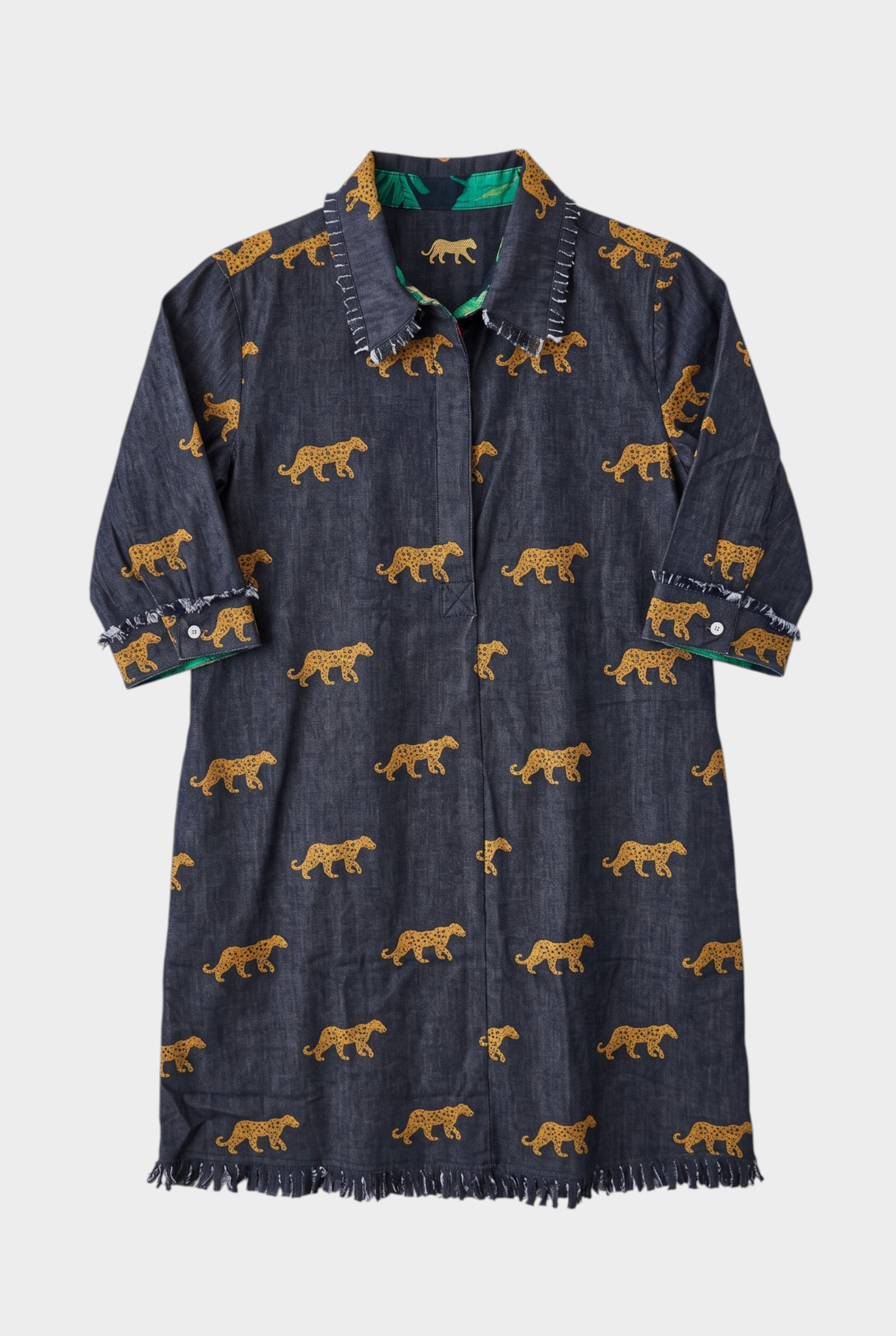 Chatham Dress Black Cheetah Embroidery