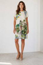 Woman wearing the Crew Neck Tee Dress Ondora by Johnny Was Jilli Boutique