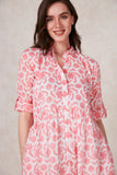 Breezy Printed Cotton Dress - Pink Tangerine
