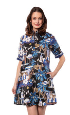 Dress in Navy Pavilion Print Jilli Boutique Dizzy Lizzy