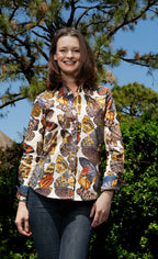 Rome Shirt White Gound Butterfly Print Dizzy Lizzie Jilli Boutique
