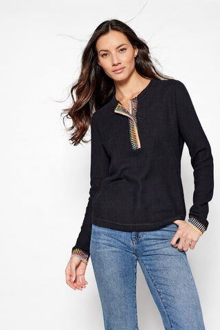 Double Track Henley in Black by Lisa Todd