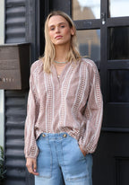 Dylan Bennett Blouse Jilli Boutique Gingham Brown