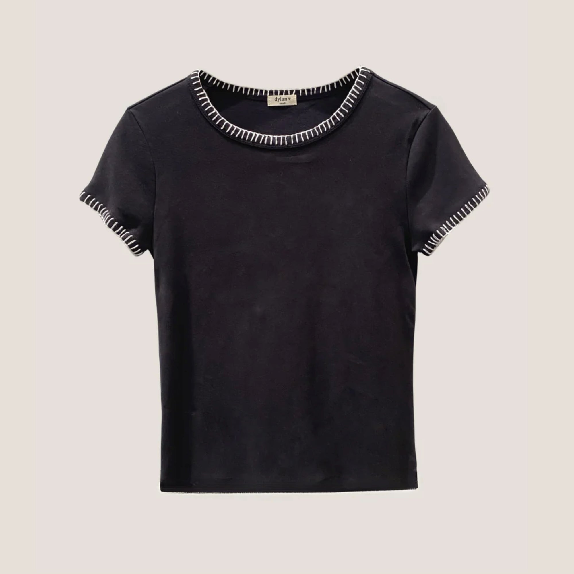 Brooks Blanket Stitch Tee in Black/White Dylan Jilli Boutique