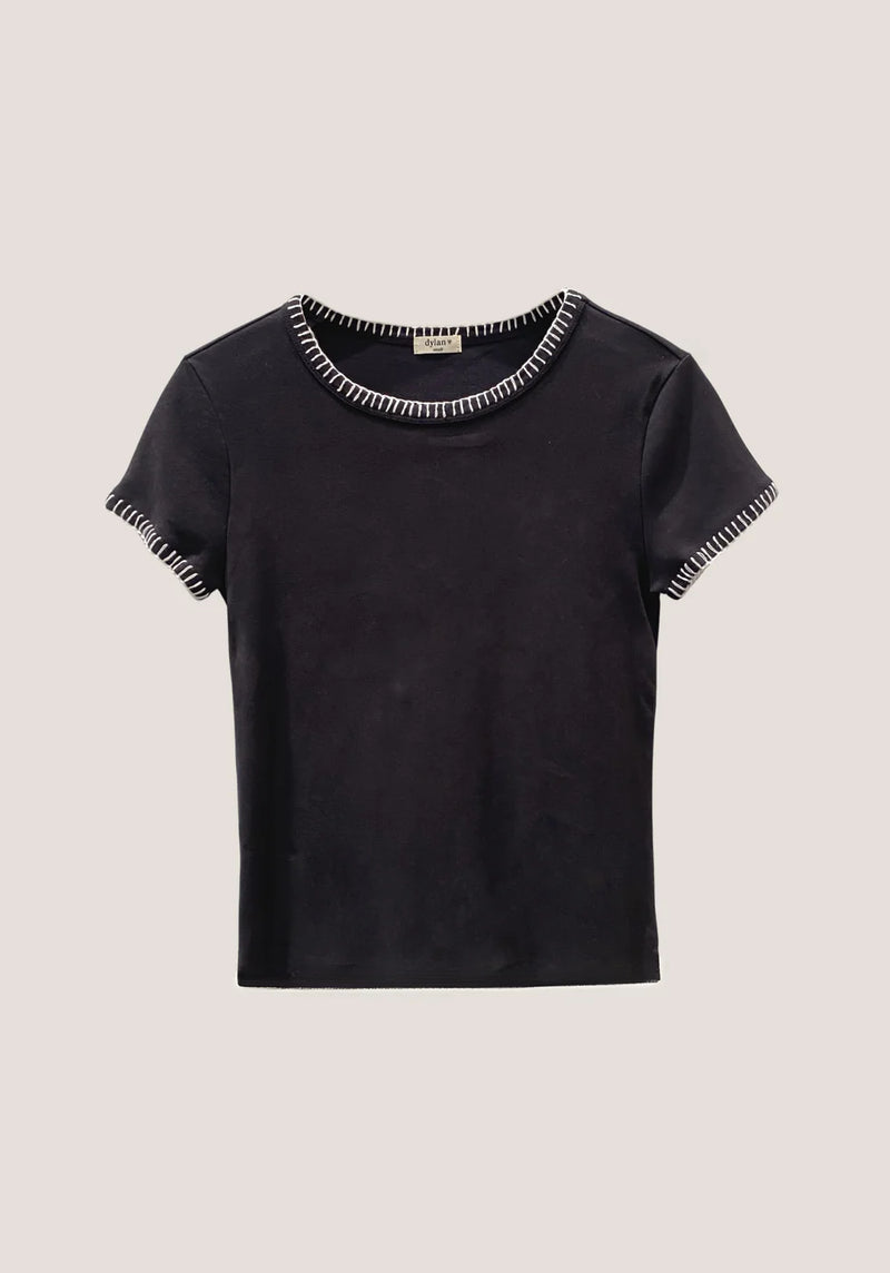 Brooks Blanket Stitch Tee in Black/White Dylan Jilli Boutique Atlanta