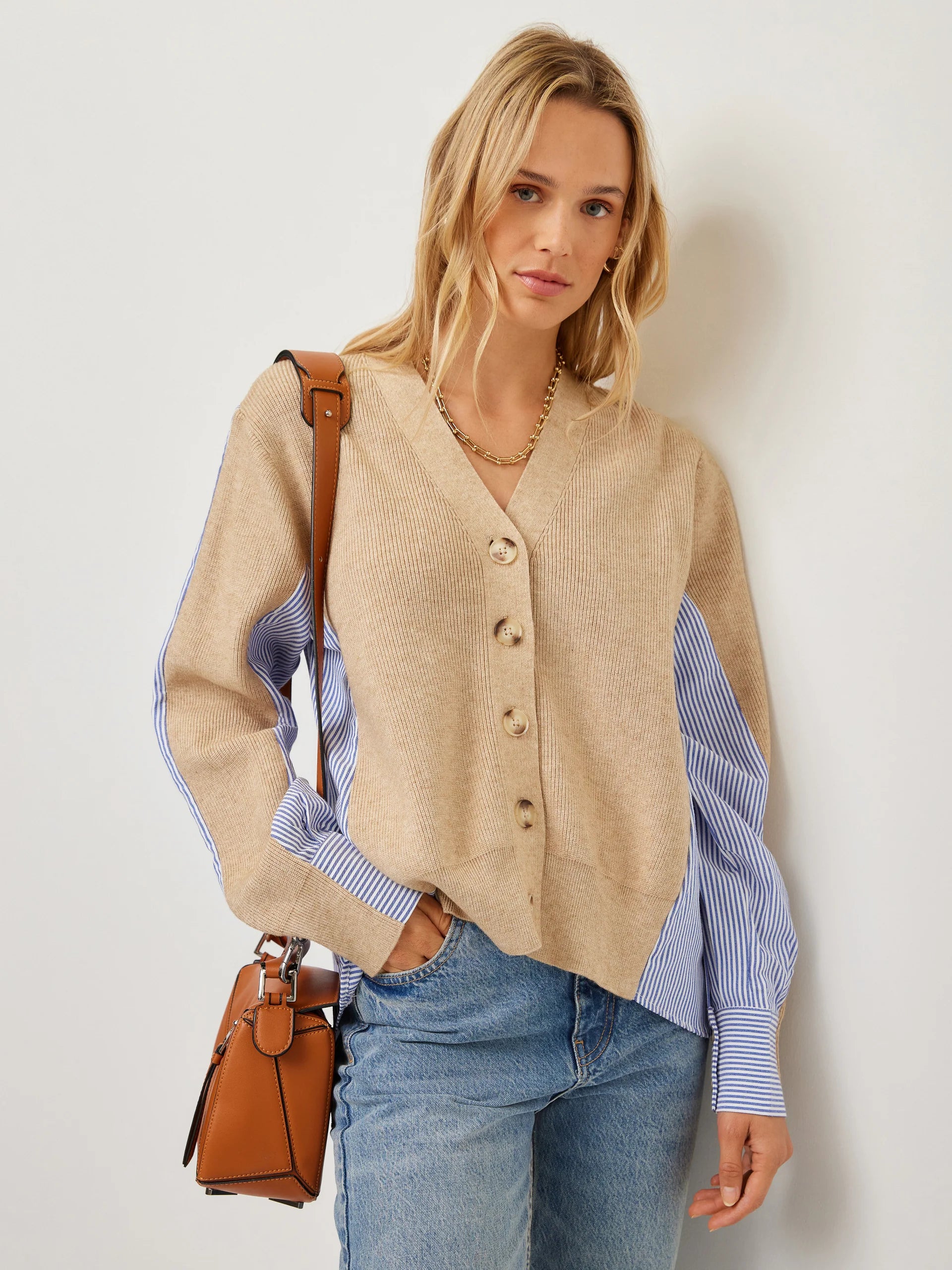 Celine Mixed Media Cardigan Fifteen Twenty Jilli Boutique Dunwoody