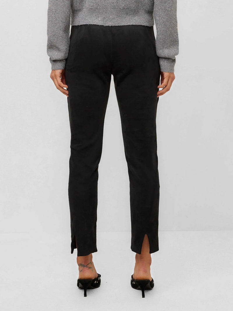 F71521 Danae Ankle Slit Pants in Black Fifteen Twenty Jilli Boutique Faux Suede