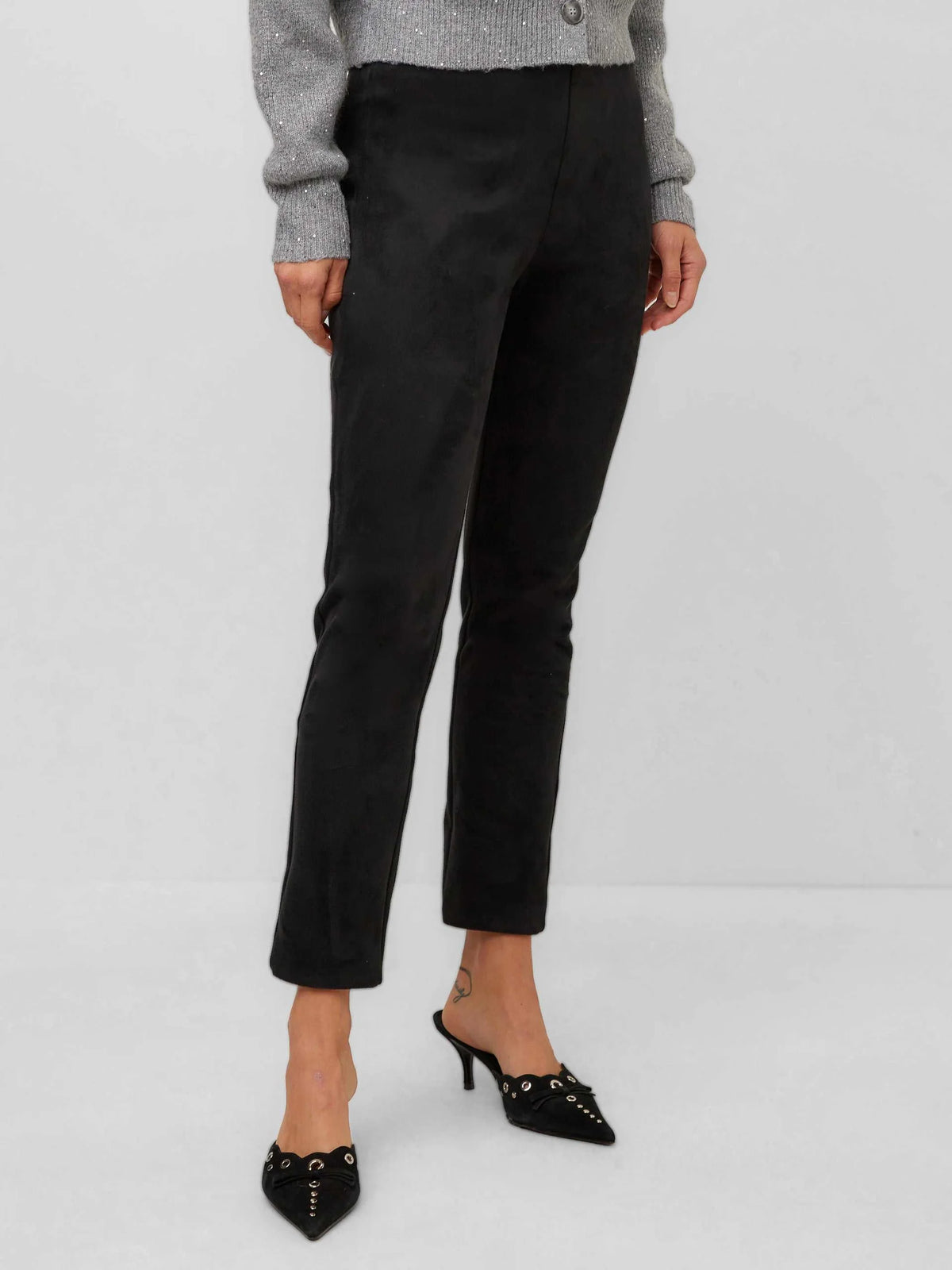 F71521 Danae Ankle Slit Pants in Black Fifteen Twenty Jilli Boutique Faux Suede Buckhead Dunwoody