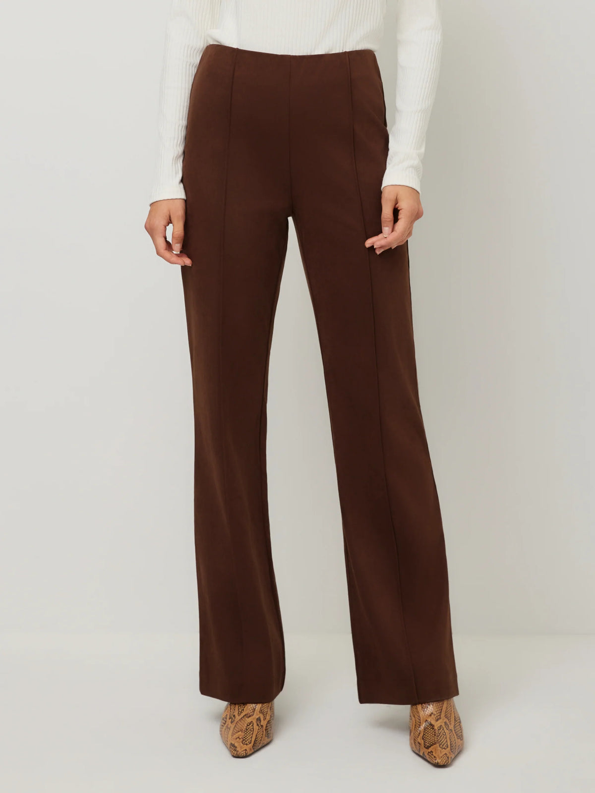 Ellie Faux Suede Bootcut Pants in Wood Fifteen Twenty Jilli Boutique Brown