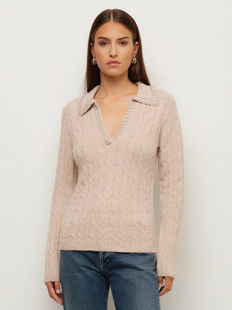  Estelle Cable Knit Sweater Wheat Jilli Boutique Fifteen Twenty Atlanta