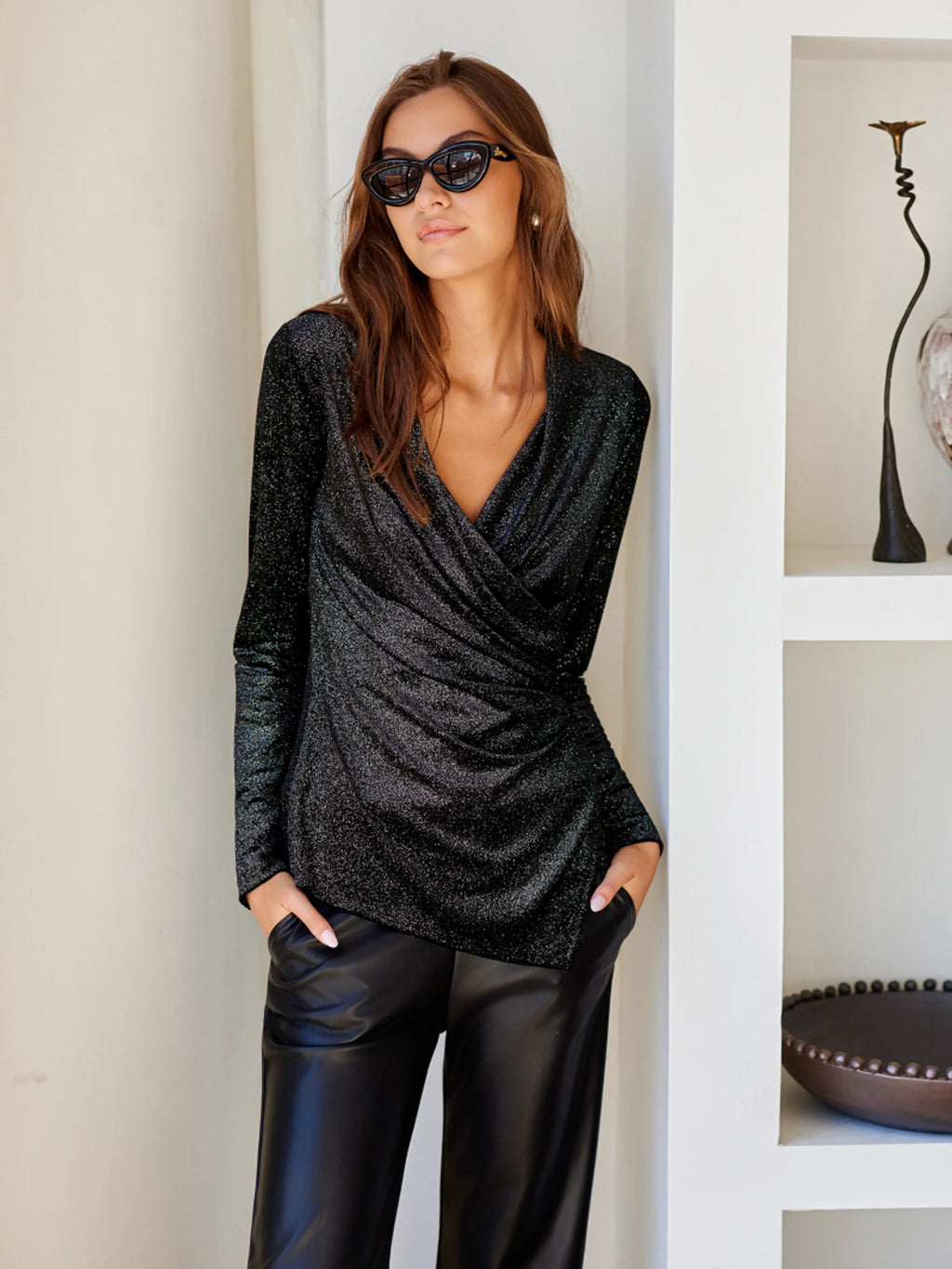 Fifteen Twenty Holiday Top Imara Long Sleeve Wrap Top 4F68400 Jilli Boutique 