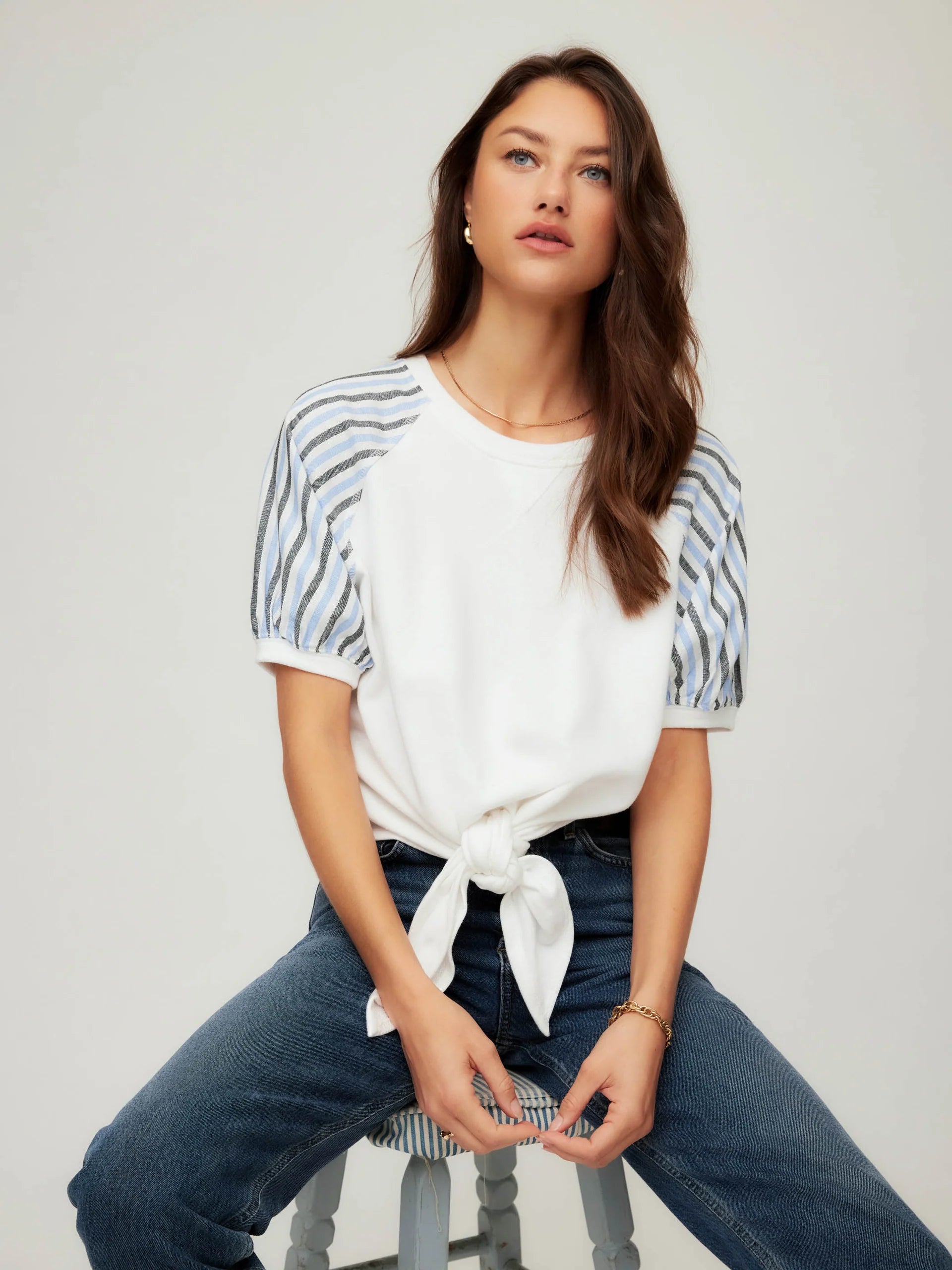 Jamie Contrast Tie-Front Top Jilli Boutique Fifteen Twenty