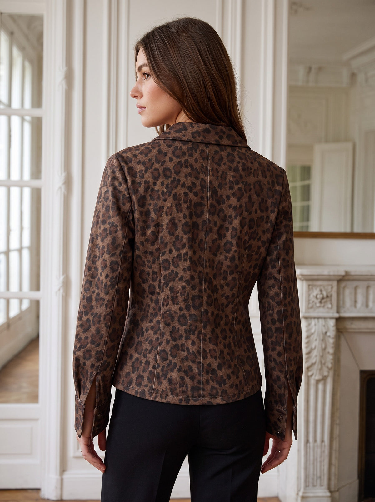 Lena Blouse in Leopard Suede