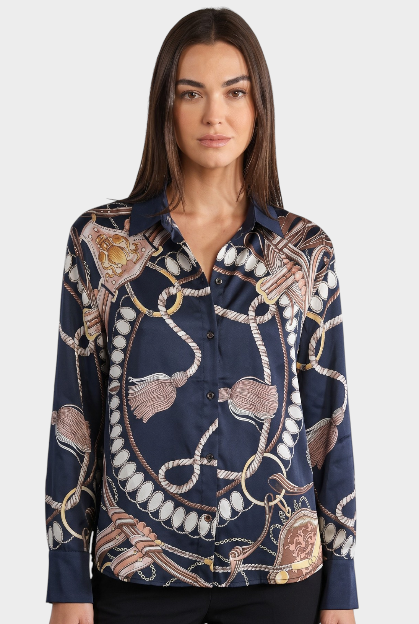 Scarlett Blouse in Navy Bridge Hampton Flora Bea NY Jilli Boutique