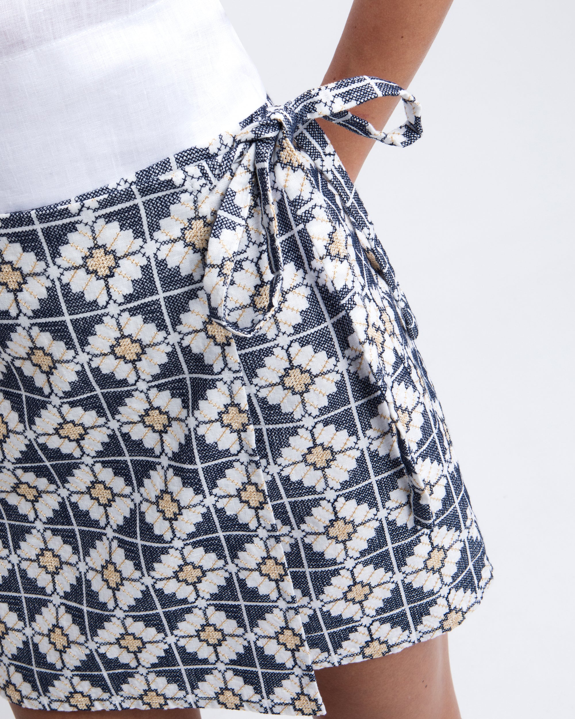Linen Embroidered Skirt Greek Archaic Kori Jilli Boutique 
