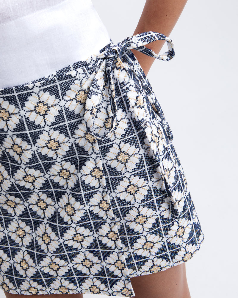 Linen Embroidered Skirt Greek Archaic Kori Jilli Boutique 