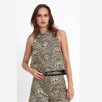 Black and Gold Embroidered Top