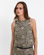 Black and Gold Embroidered Top