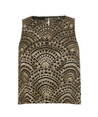 Black and Gold Embroidered Sleeveless Top Greek Archaic Kori Jilli Boutique