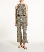 Black and Gold Embroidered Cropped Pant