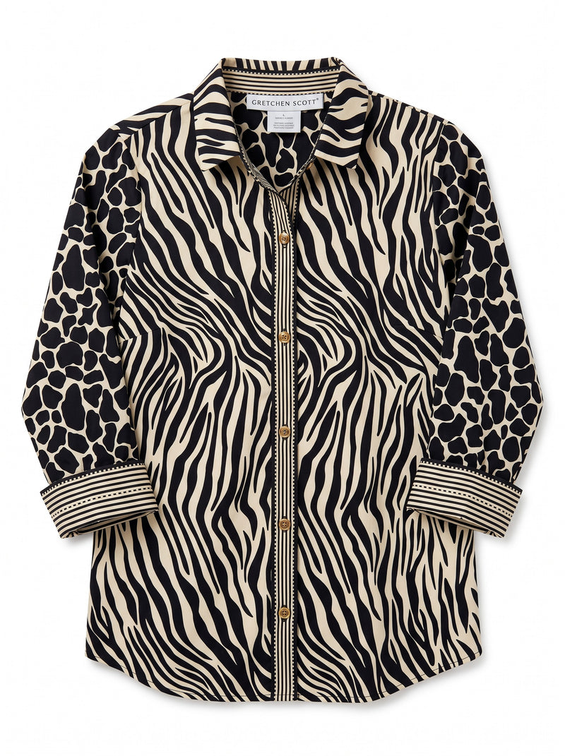 Boyfriend CDC Shirt Animal Instinct Zebra Khaki