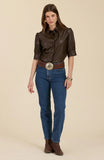 tyler boe walnut pleather top