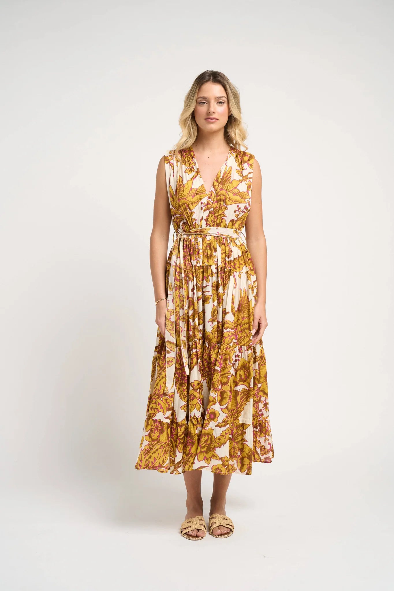 Emilia Dress Off Mustard Guadalupe Jilli Boutique Midi
