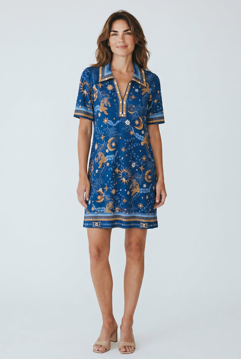 Hale Bob Severine Navy Jersey Dress Jilli Boutique