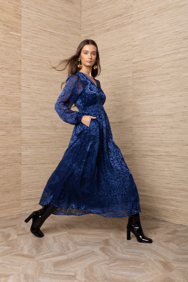 Hale Bob Asraea Maxi Dress Jilli Boutique 69SH652A Navy Buckhead