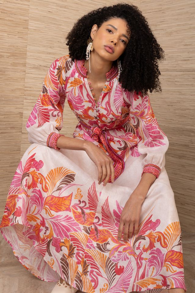 Hale Bob Jilli Boutique Belize Maxi Dress 5ZDT632M Linen