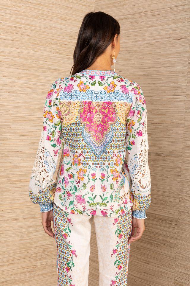 Dinah Linen Blouse Ivory Jilli Boutique