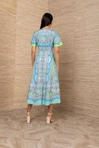 Hale Bob Eila Turquoise Jilli Boutique Dress Midi Cotton
