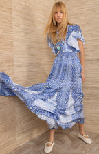 SKU: 5YTK664A Blue Sandra Charmeuse Maxi Dress
