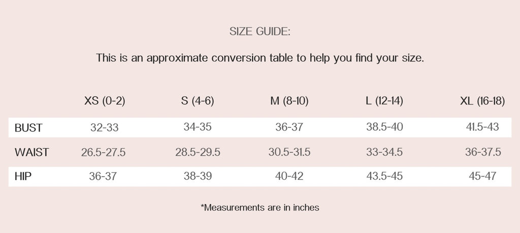 Hope For Flowers Jilli Boutique Size Guide