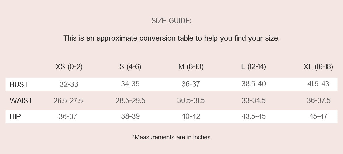 Hope For Flowers Jilli Boutique Size Guide