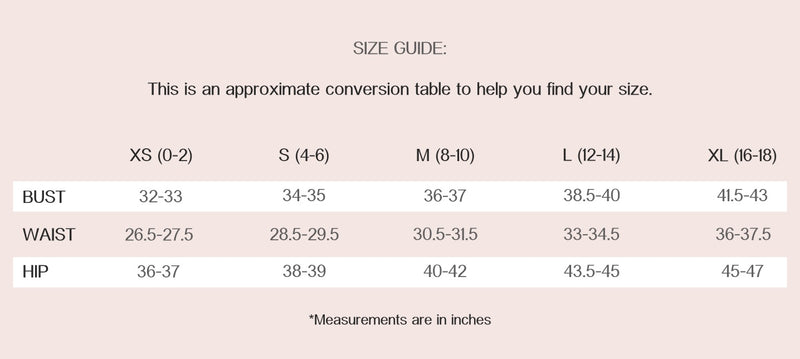 Hope For Flowers Jilli Boutique Size Guide
