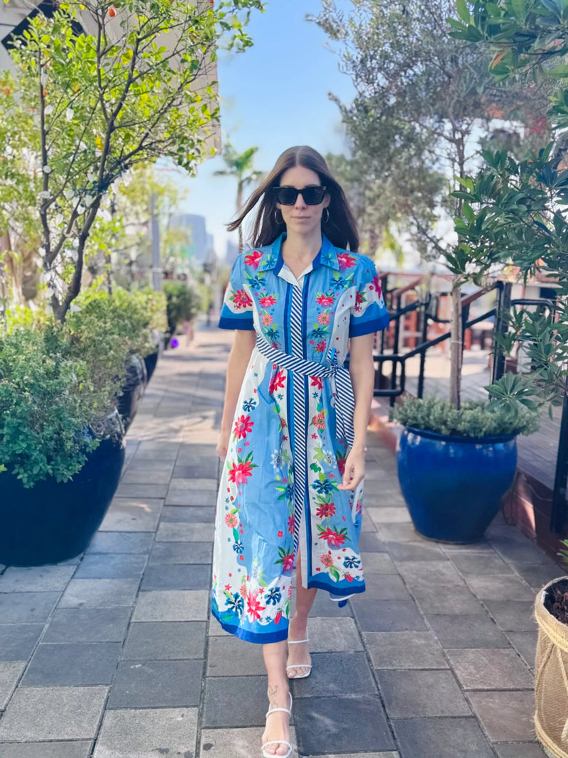 Chelsea Shirt Dress Passionflower French Blue Jilli Boutique Isla Payal Atlanta