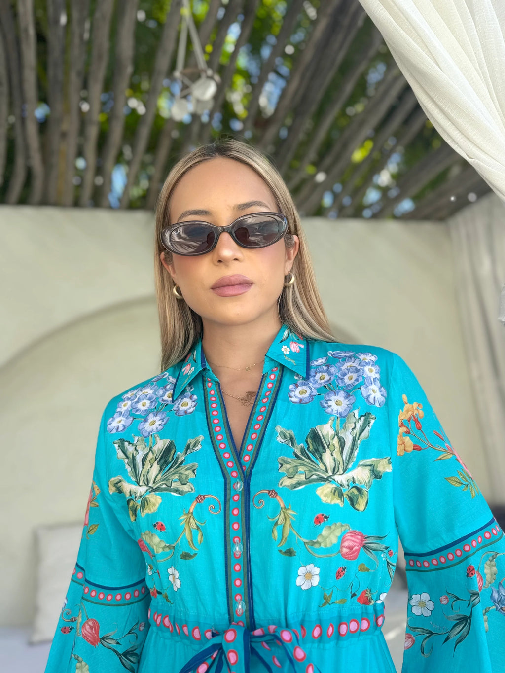 Cape Midi Dress in Soiree Turquoise Isla Payal Jilli Boutique