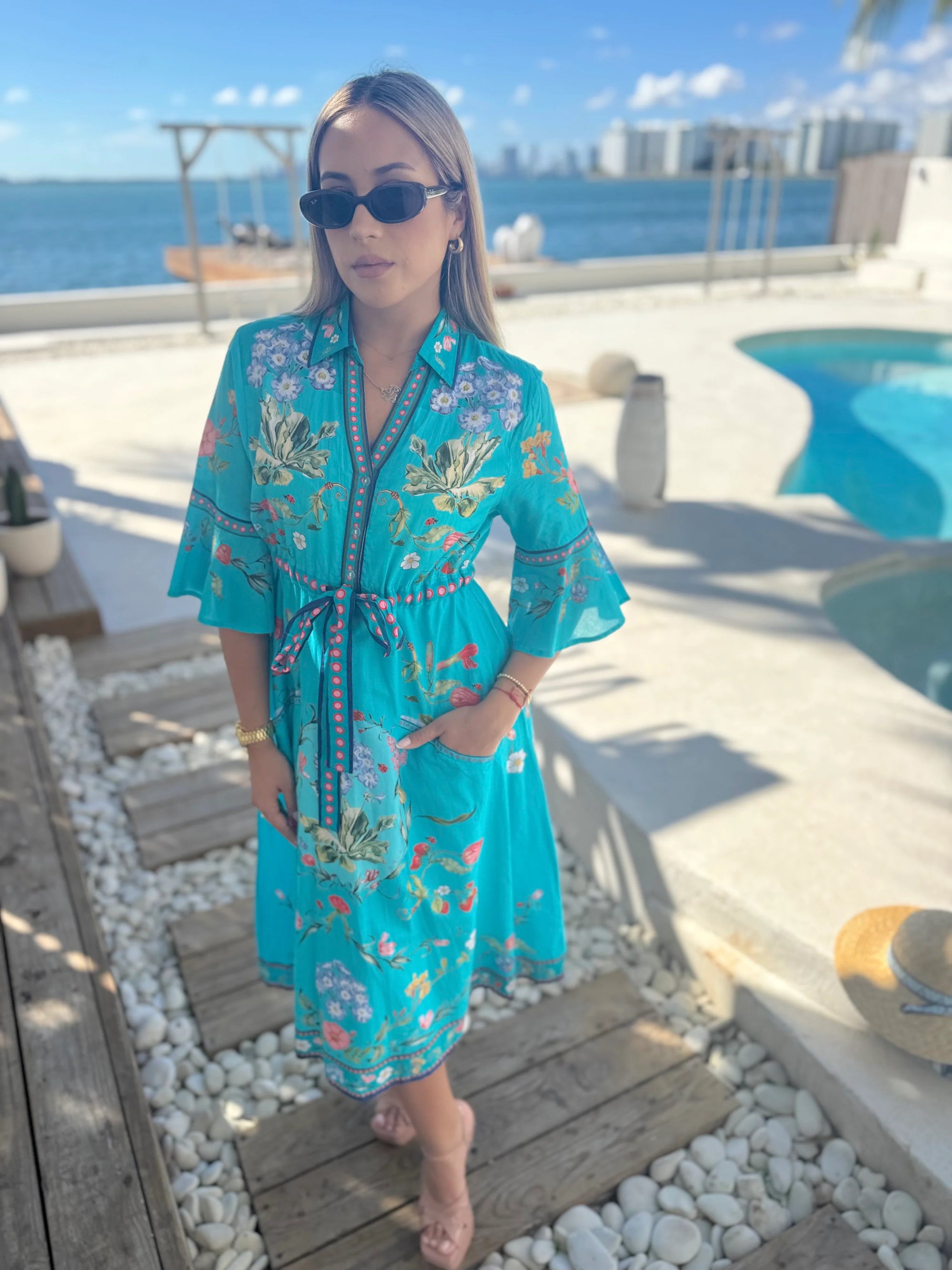 Cape Midi in Soiree Turquoise Jilli Boutique Isla Payal 