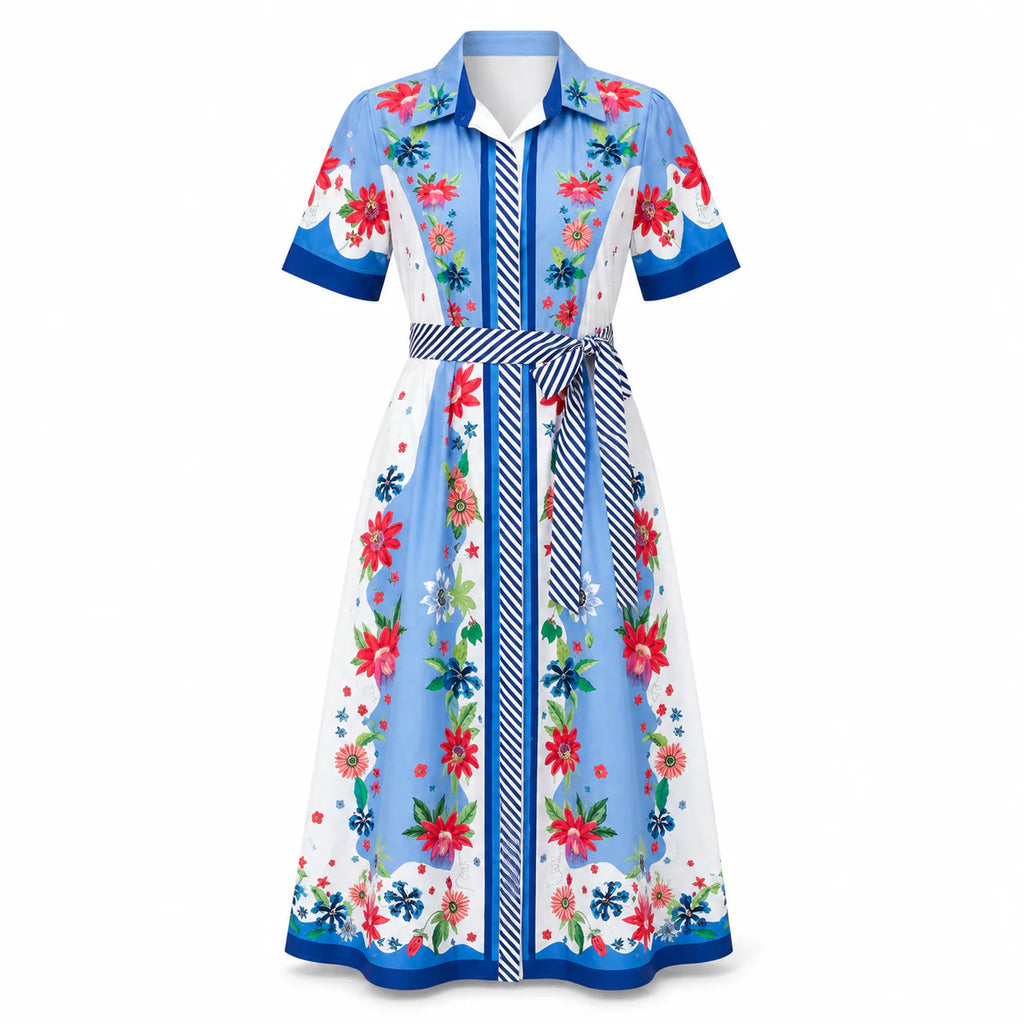 Chelsea Shirt Dress Passionflower French Blue Jilli Boutique Isla Payal Buckhead