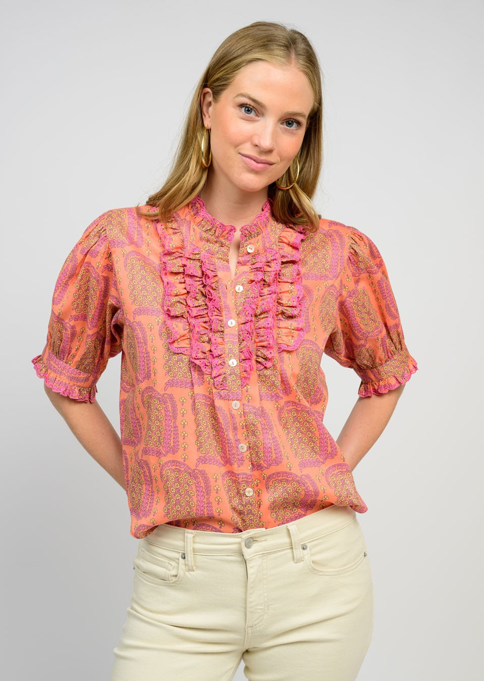 Eyelet Ruffled Shirt Jilli Boutique Ivy Jane 641484