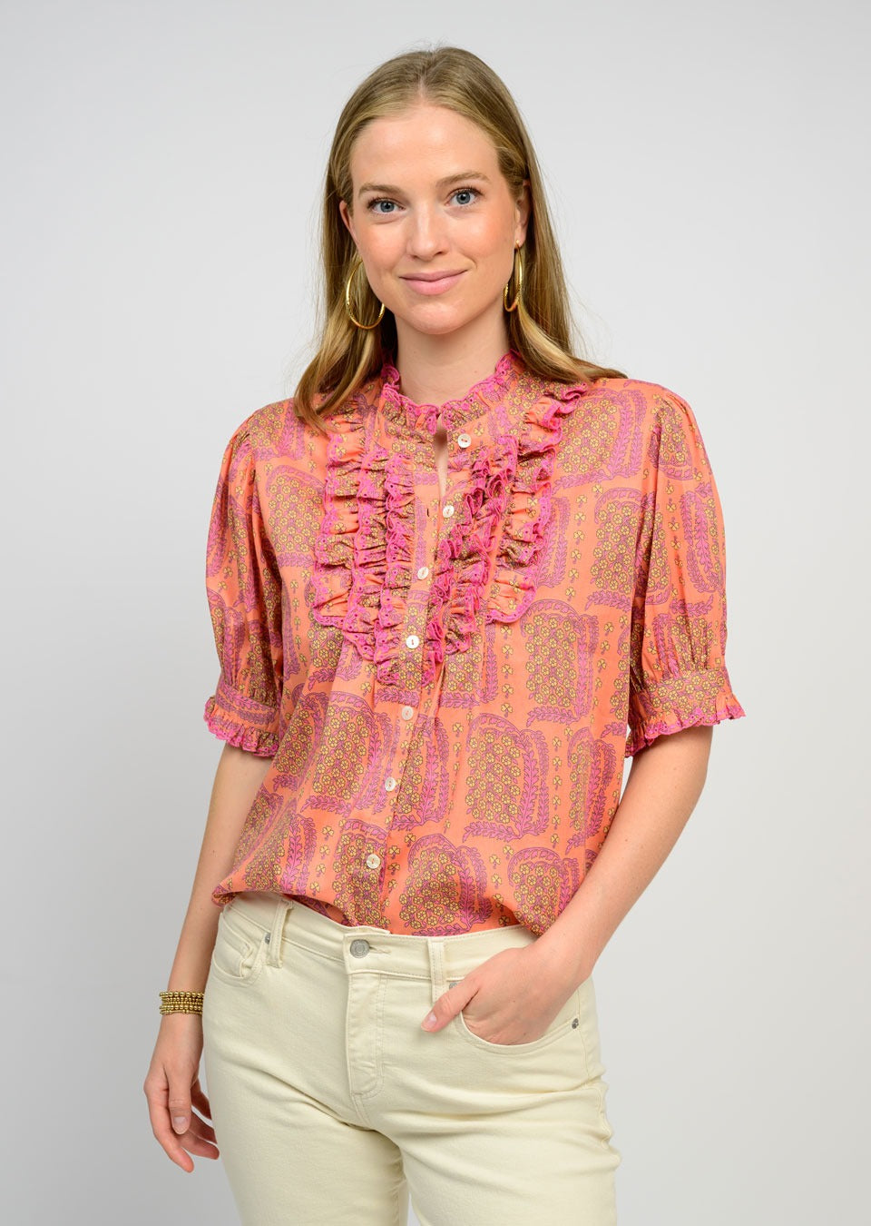 Eyelet Ruffled Shirt Jilli Boutique Ivy Jane Buckhead 541484