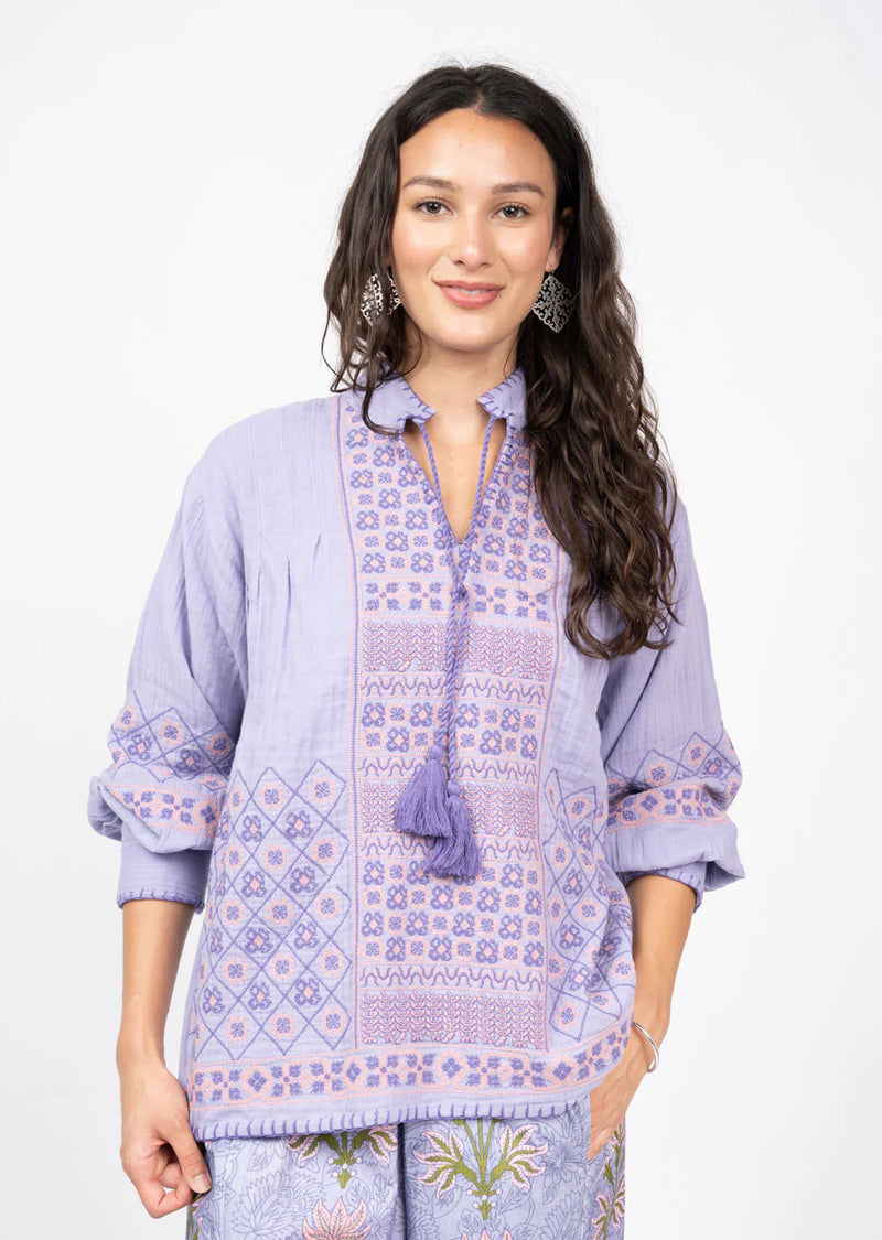 Gauze Cross Stitched Top Jilli Boutique Uncle Frank ivy Jane