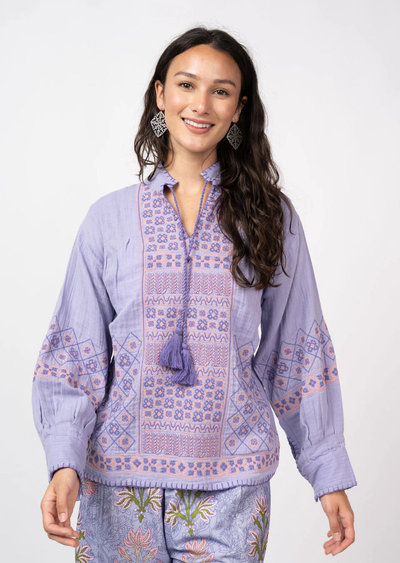 Gauze Cross Stitched Top Jilli Boutique Ivy Jane