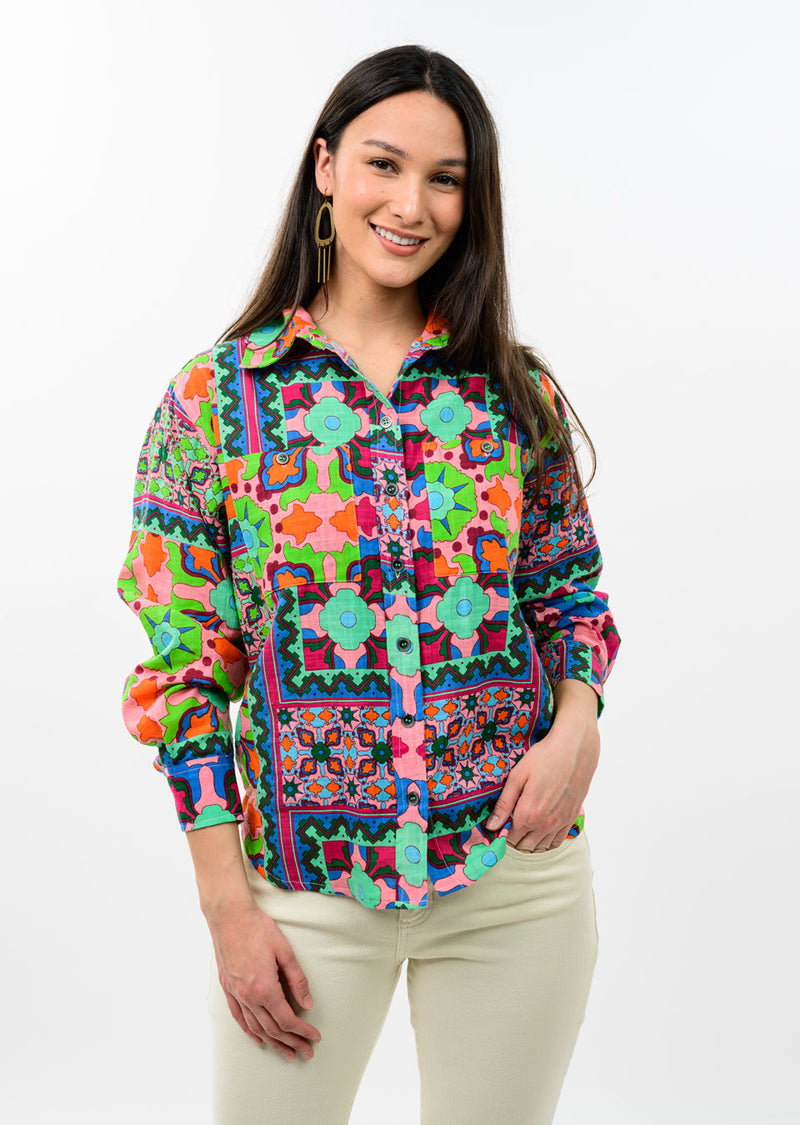 Ivy Jane Patch Print Camp Shirt 62159 Jilli Boutique